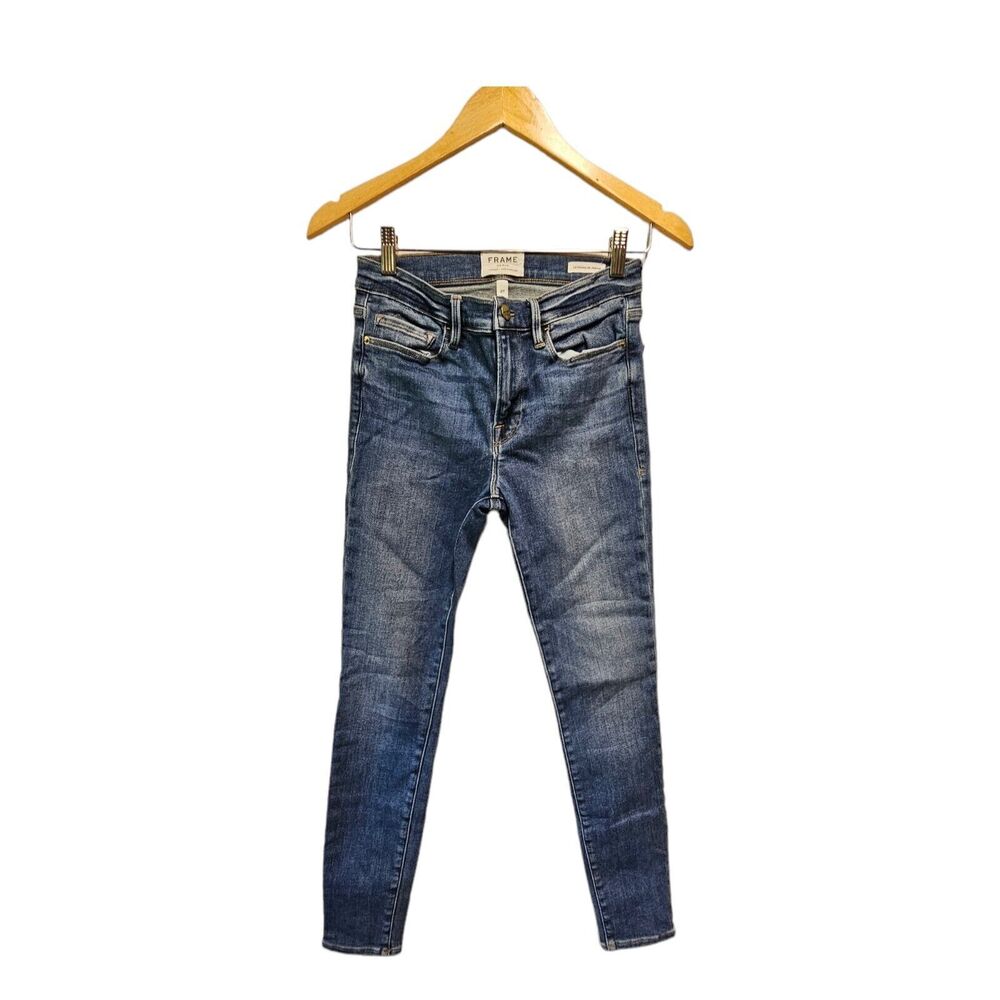 FRAME Le Skinny de Jeanne Jeans Fray Hem Distressed ‎ Size 27